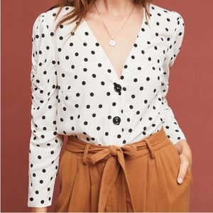 Anthropologie Maeve Polka blouse